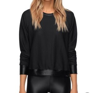 KORAL Sofia mesh long-sleeve pullover top in black